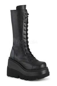 Demonia SHAKER-72  Platform Pump in Black Faux Leather from SexyShoes.com