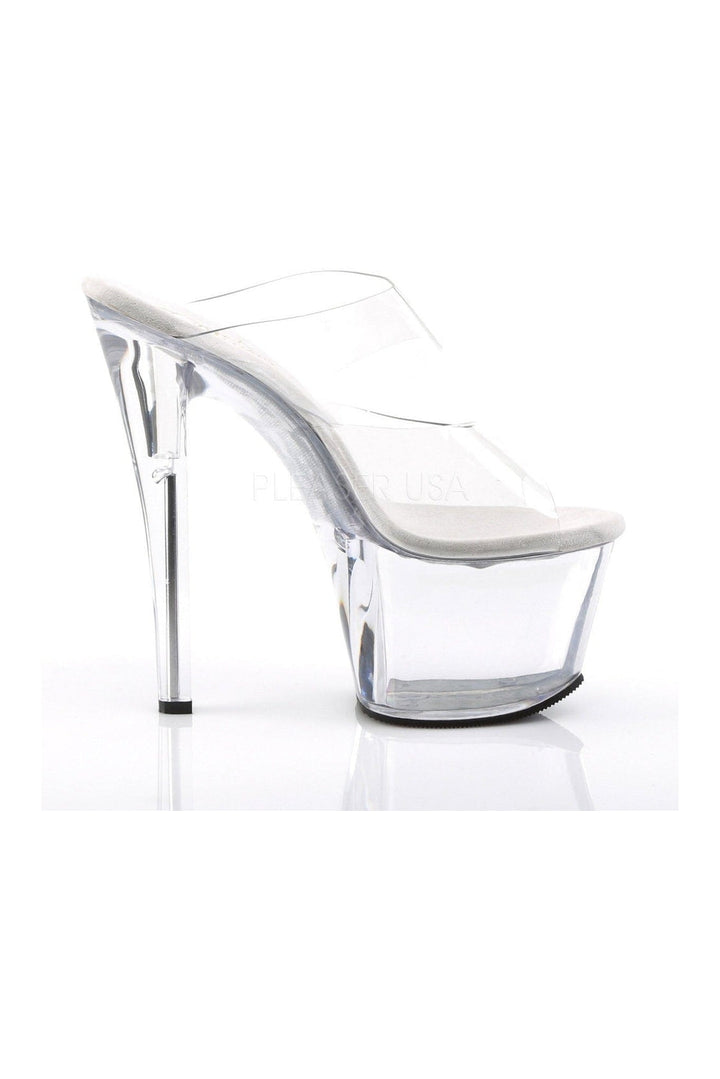 SKY-302 Platform Slide | Clear Vinyl-Pleaser-Slides-SEXYSHOES.COM