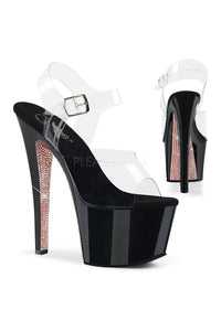 Pleaser SKY-308CRS Platform Sandals in Black Vinyl from SexyShoes.com