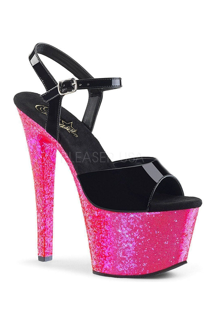SKY-309UVLG Platform Sandal | Black Patent-Pleaser-Black-Sandals-SEXYSHOES.COM