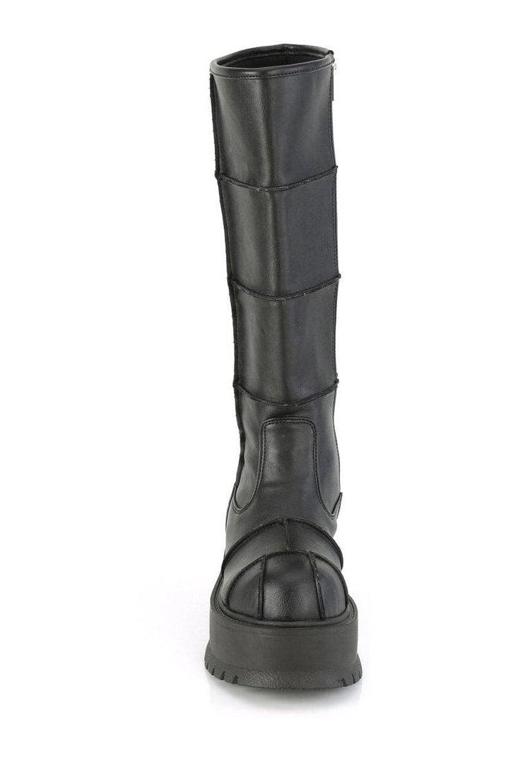Demonia SLACKER-230 Knee Boot in Black Faux Leather