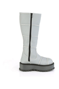 Demonia SLACKER-230 Knee Boot in Grey Faux Leather