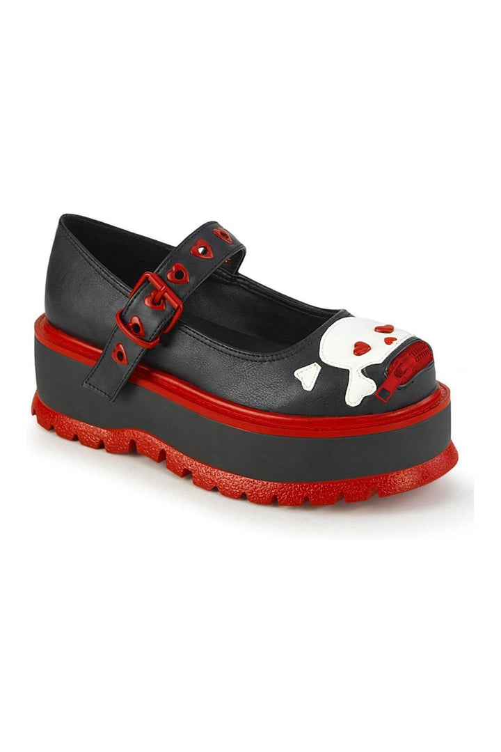 SLACKER-27 Mary Jane | Black Faux Leather-Mary Janes-Demonia-SEXYSHOES.COM