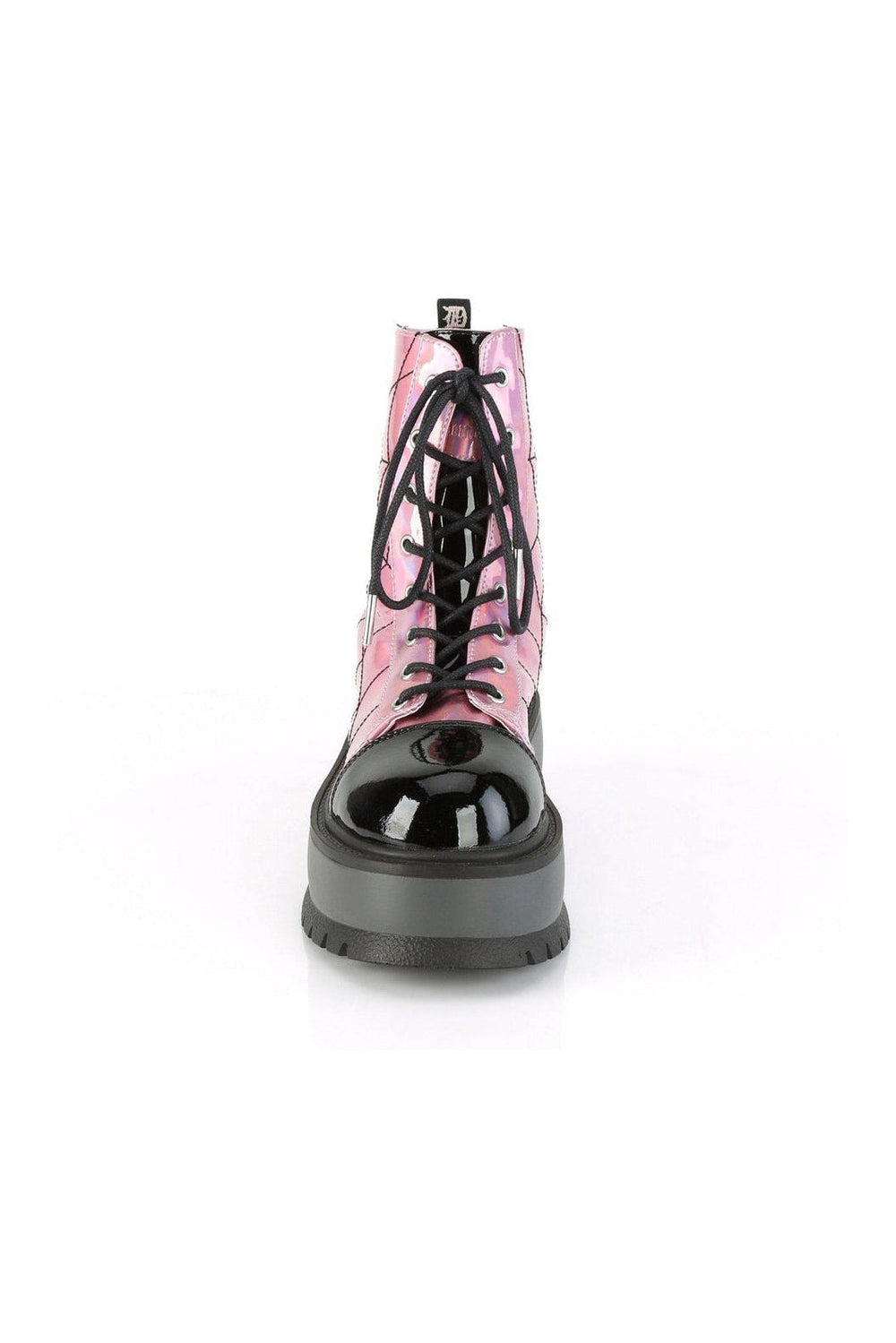 Demonia SLACKER-88 Ankle Boot in Hologram Patent