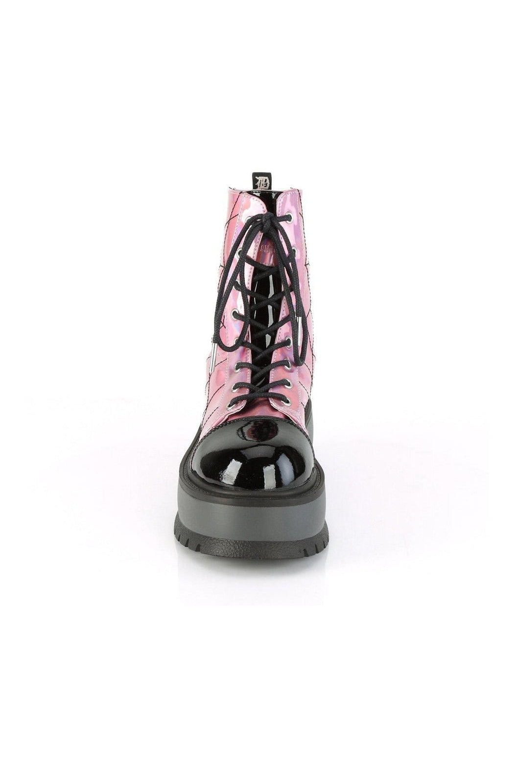 Demonia SLACKER-88 Ankle Boot in Hologram Patent