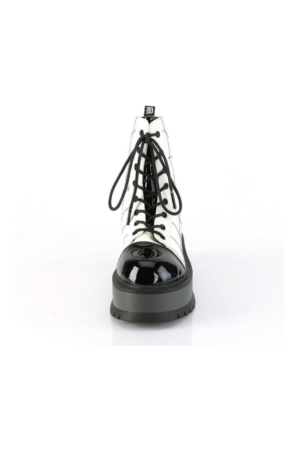 Demonia SLACKER-88 Ankle Boot in White Faux Leather