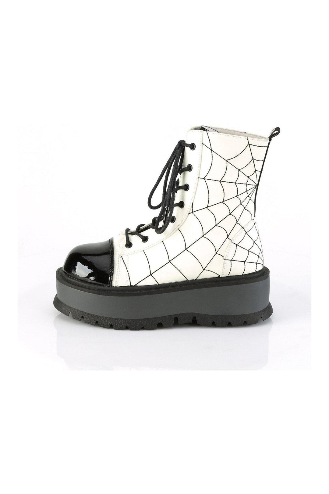SLACKER-88 Ankle Boot | White Faux Leather-Ankle Boots-Demonia-SEXYSHOES.COM