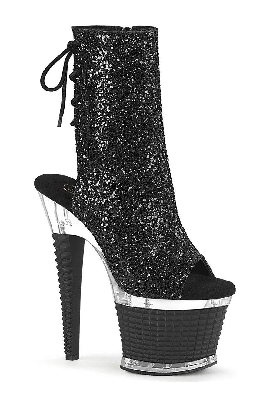Pleaser SPECTATOR-1018G Ankle Boot in Black Glitter from SexyShoes.com