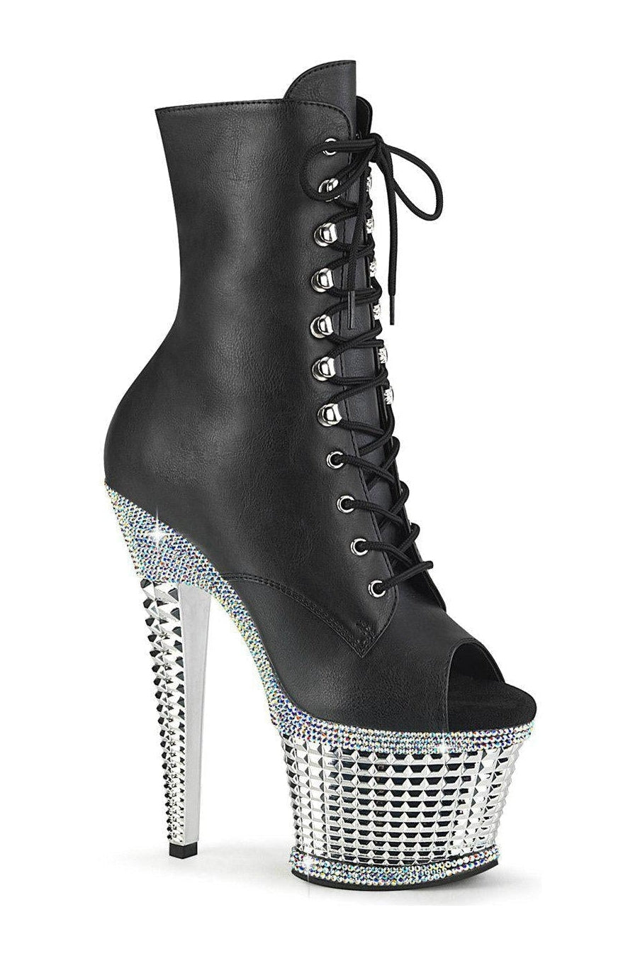 Pleaser SPECTATOR-1021RS Ankle Boot in Black Faux Leather from SexyShoes.com