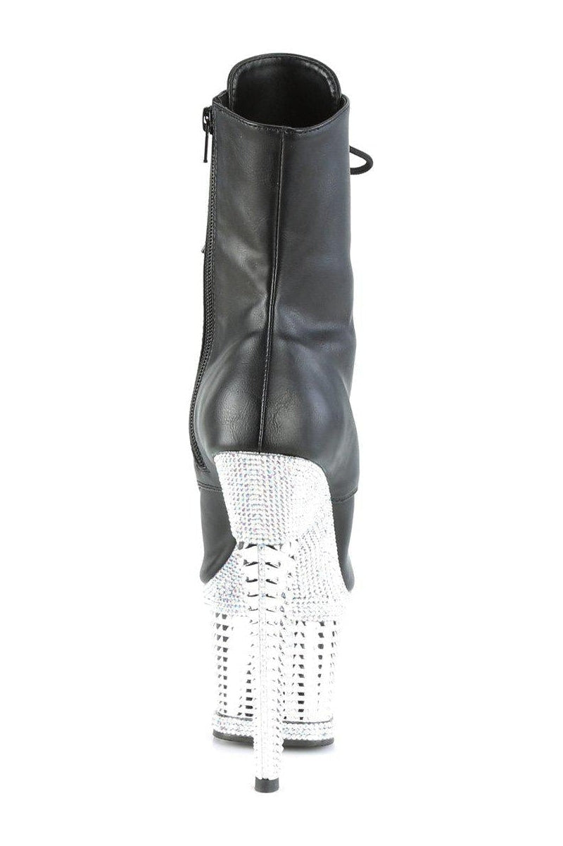 Pleaser SPECTATOR-1021RS Ankle Boot in Black Faux Leather