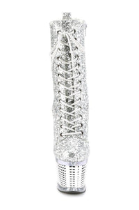 Pleaser SPECTATOR-1040G Knee Boot in Silver Glitter