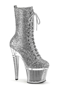 Pleaser SPECTATOR-1040G Knee Boot in Silver Glitter from SexyShoes.com