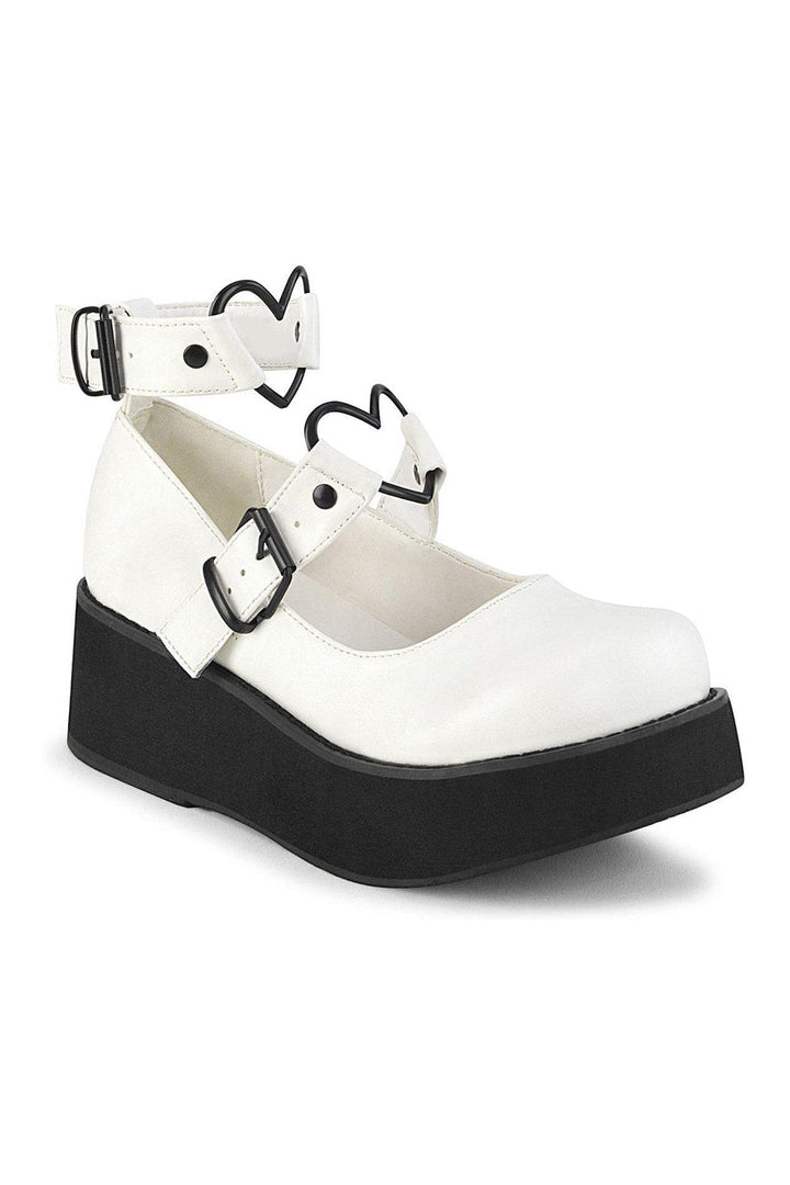 SPRITE-02 Mary Jane | White Faux Leather-Mary Janes-Demonia-SEXYSHOES.COM