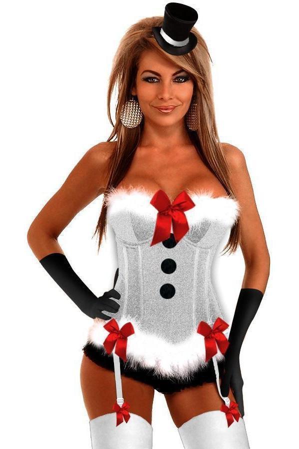 SS-4 PC Sexy "Frost Bitten" Costume-Lingerie-Daisy Brand-Multi-3X-SEXYSHOES.COM
