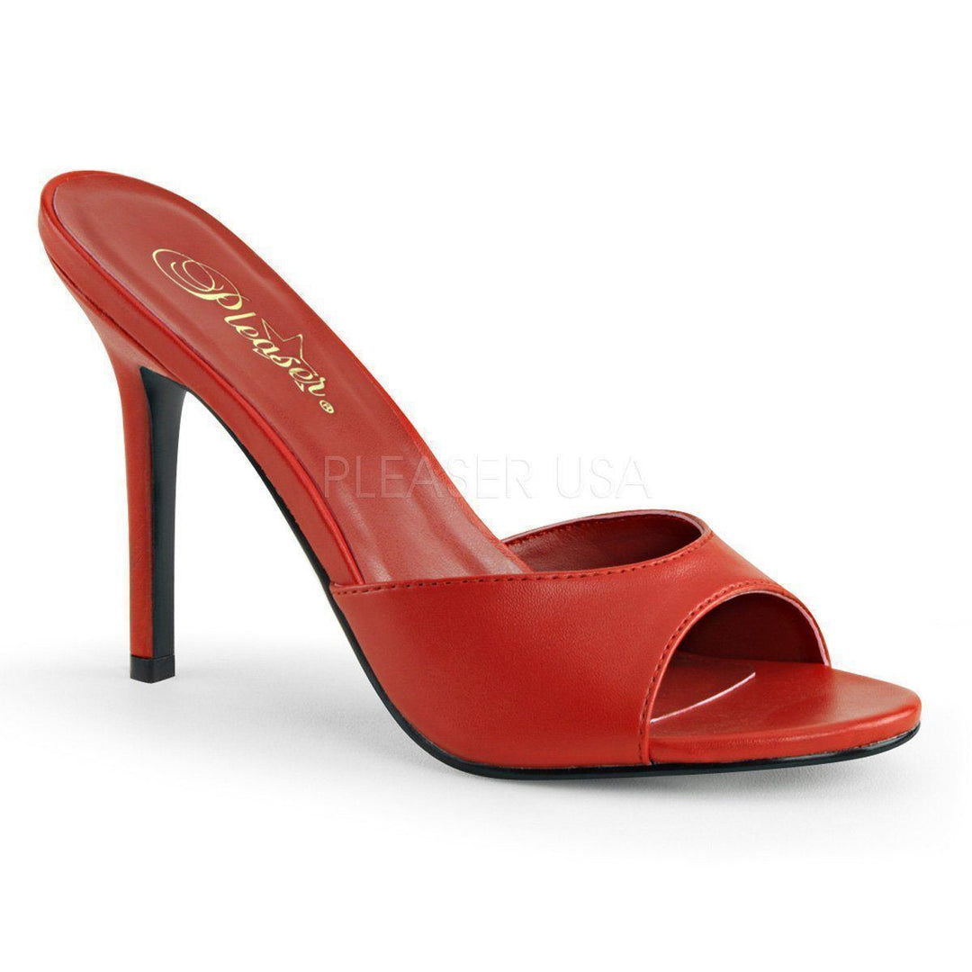 SS-CLASSIQUE-01 Slide | Red Faux Leather-Final Sale-SEXYSHOES.COM