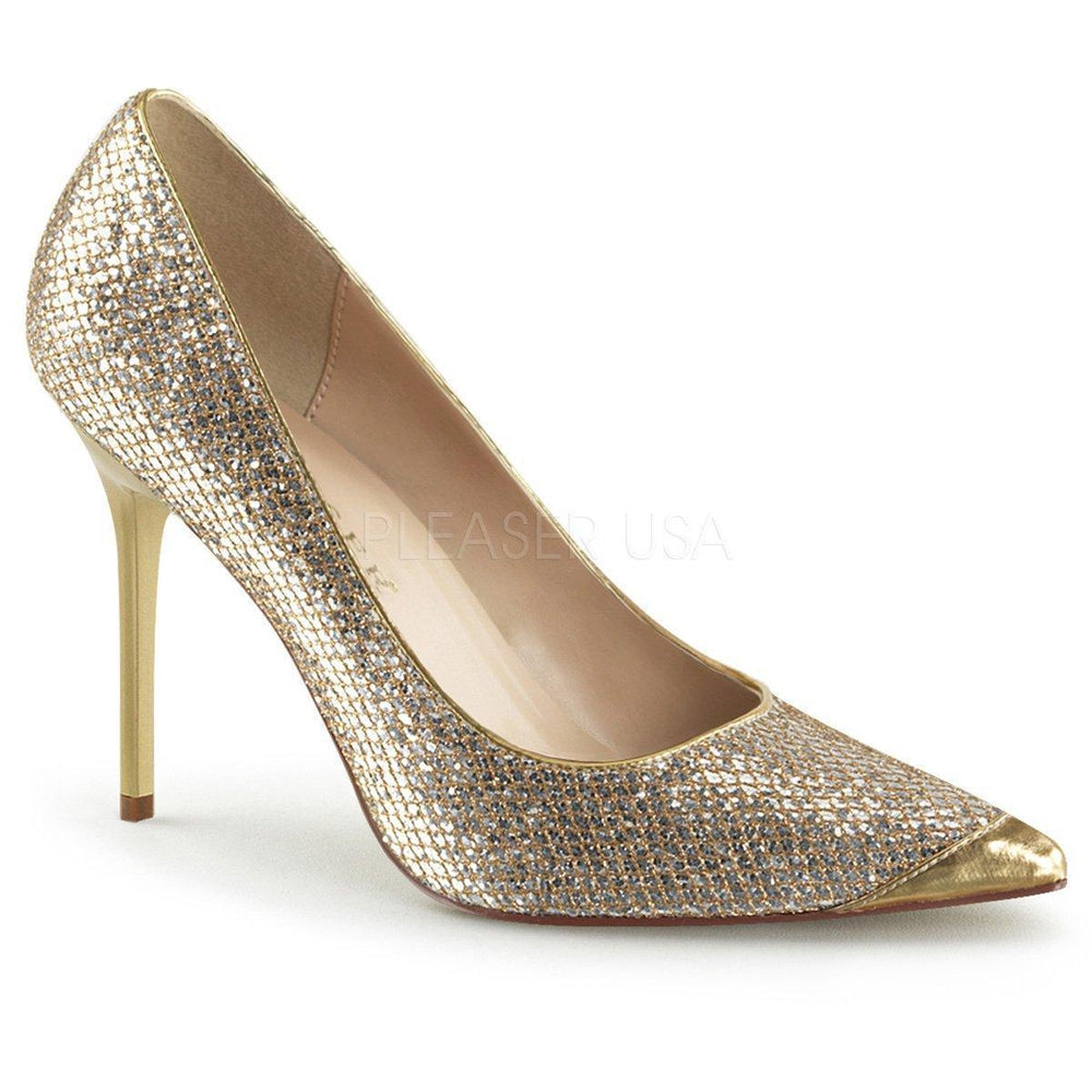 SS-CLASSIQUE-20 Pump | Gold Fabric-Footwear-Pleaser Brand-Gold-10-Fabric-SEXYSHOES.COM