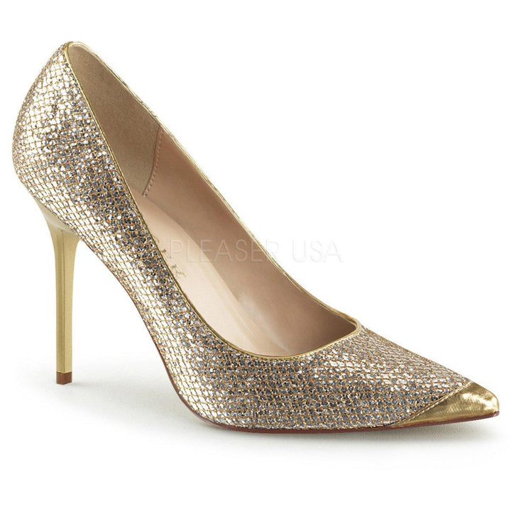SS-CLASSIQUE-20 Pump | Gold Fabric-Footwear-Pleaser Brand-Gold-10-Fabric-SEXYSHOES.COM