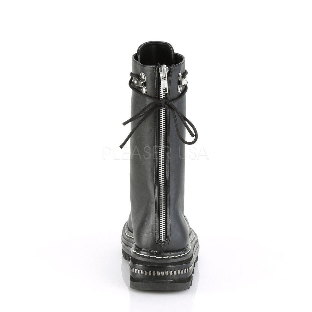 SS-LILITH-270 Gothic Ankle Boot | Black Faux Leather-Final Sale-SEXYSHOES.COM