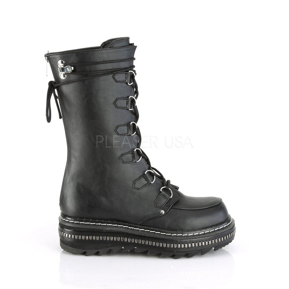 SS-LILITH-270 Gothic Ankle Boot | Black Faux Leather-Final Sale-SEXYSHOES.COM