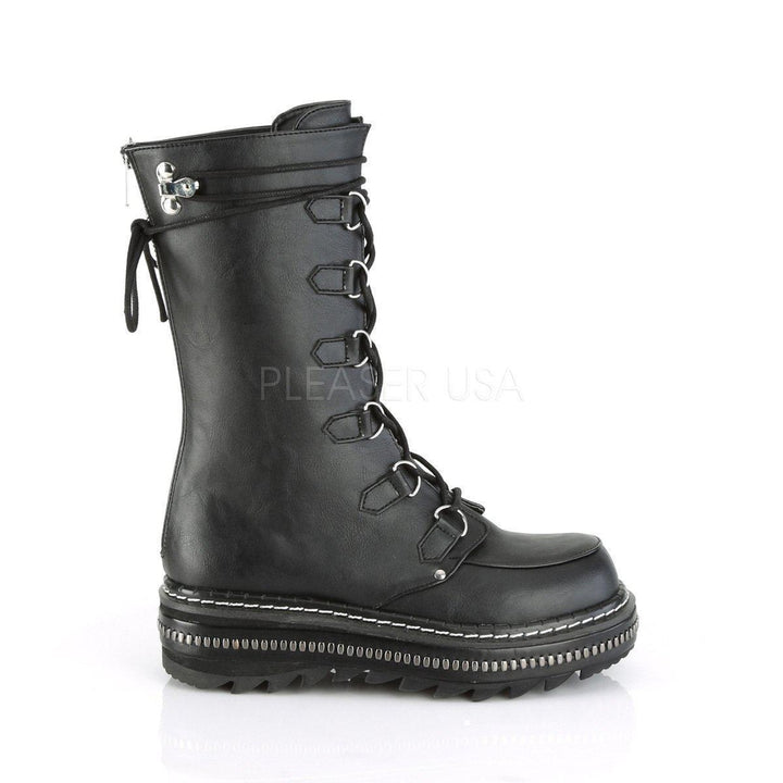 SS-LILITH-270 Gothic Ankle Boot | Black Faux Leather-Final Sale-SEXYSHOES.COM