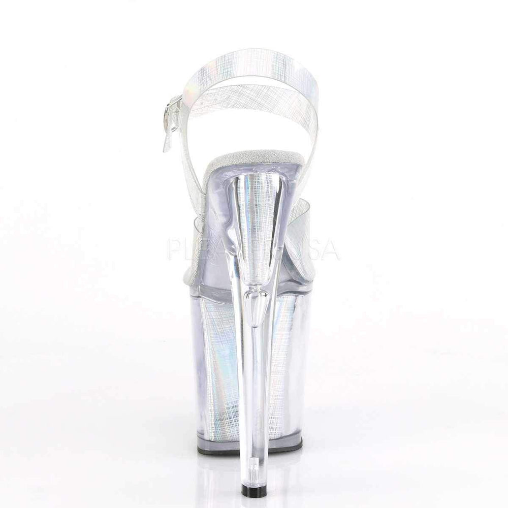 SS-XTREME-808N-CRHM Platform Sandal | Silver Faux Leather-Final Sale-SEXYSHOES.COM