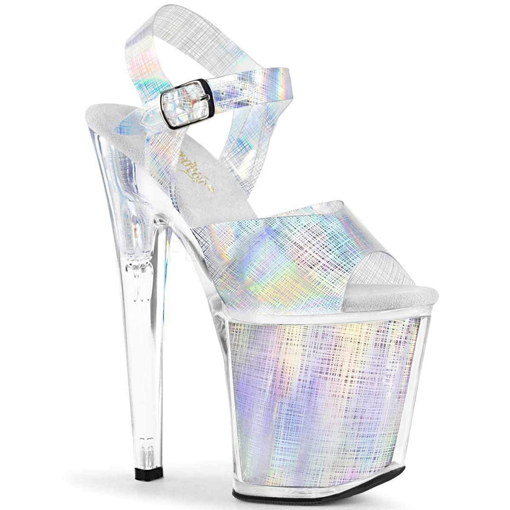 SS-XTREME-808N-CRHM Platform Sandal | Silver Faux Leather-Final Sale-SEXYSHOES.COM