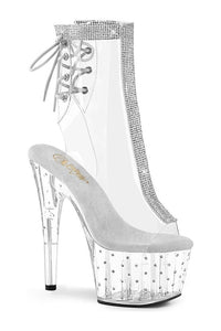 Pleaser STARDUST-1018C-2RS Exotic Ankle Boot in Clear Vinyl from SexyShoes.com