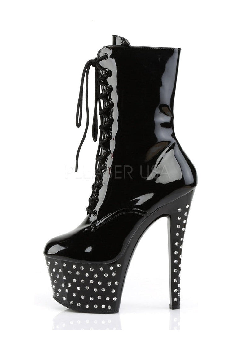 STARDUST-1020-7 Platform Boot | Black Patent-Pleaser-Ankle Boots-SEXYSHOES.COM