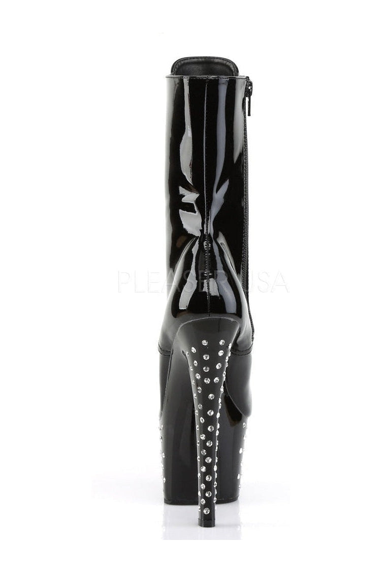 STARDUST-1020-7 Platform Boot | Black Patent-Pleaser-Ankle Boots-SEXYSHOES.COM