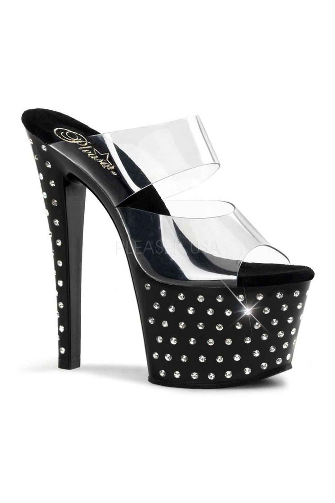Pleaser Black Slides Platform Stripper Shoes | Buy at Sexyshoes.com