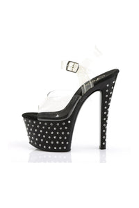 Pleaser STARDUST-708 Platform Sandal in Black Vinyl