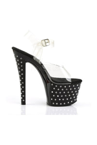 Pleaser STARDUST-708 Platform Sandal in Black Vinyl