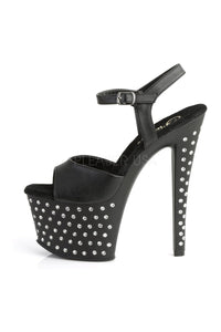 Pleaser STARDUST-709 Platform Sandal in Black Faux Leather