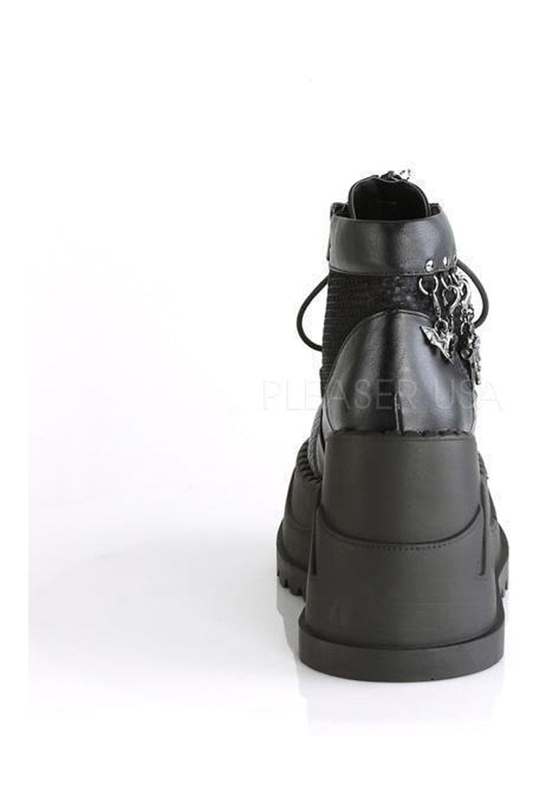 Demonia STOMP-18  Platform Boot in Black Faux Leather