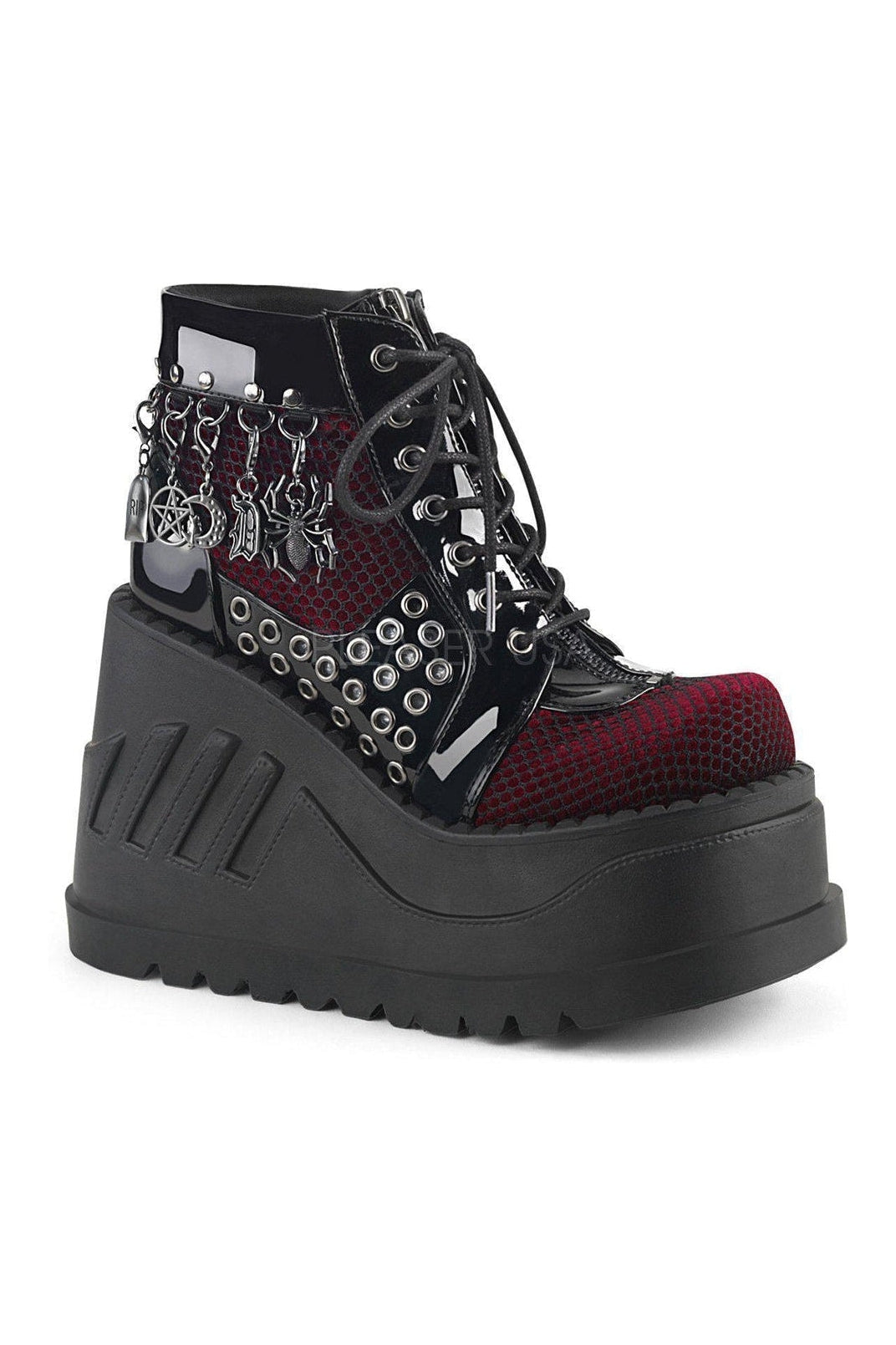 STOMP-18 Demonia Platform Boot | Black Faux Leather-Demonia-SEXYSHOES.COM