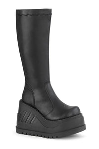 Demonia STOMP-200 Knee Boot in Black Faux Leather from SexyShoes.com