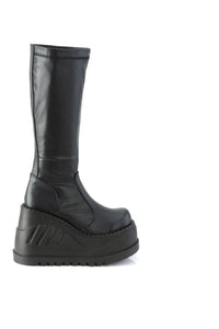 Demonia STOMP-200 Knee Boot in Black Faux Leather