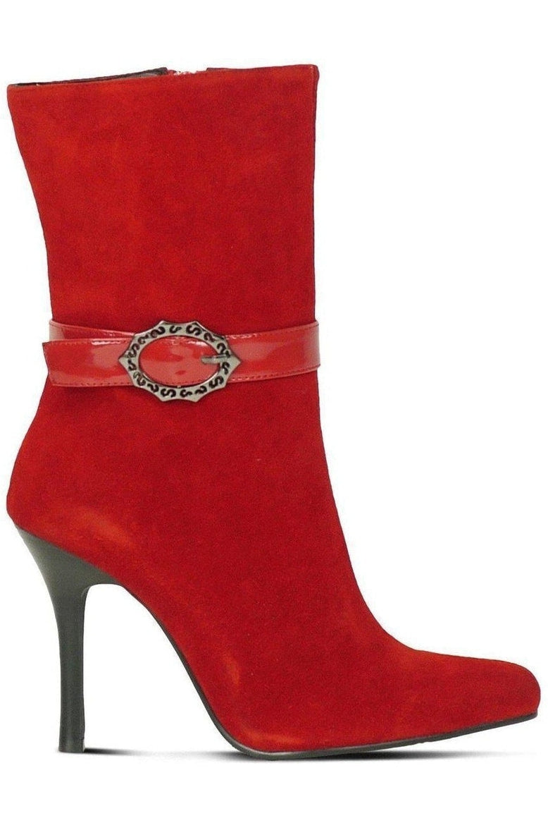 Suede Boot Stacked Heel-Red-Sexyshoes Brand-Ankle Boots-SEXYSHOES.COM