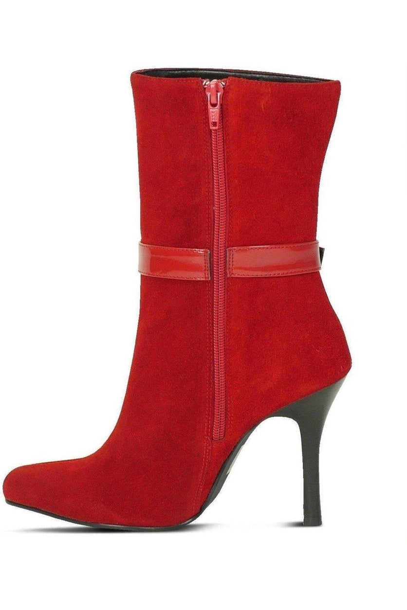 Suede Boot Stacked Heel-Red-Sexyshoes Brand-Ankle Boots-SEXYSHOES.COM