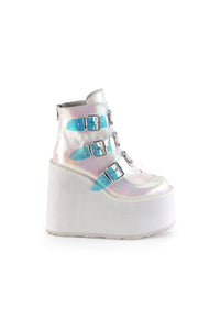 Demonia SWING-105  Ankle Boot in White Faux Leather