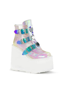 Demonia SWING-105  Ankle Boot in White Faux Leather from SexyShoes.com