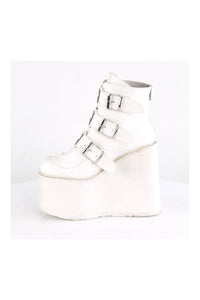 Demonia SWING-105  Platform Pump in White Faux Leather