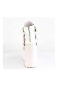 Demonia SWING-105  Platform Pump in White Faux Leather