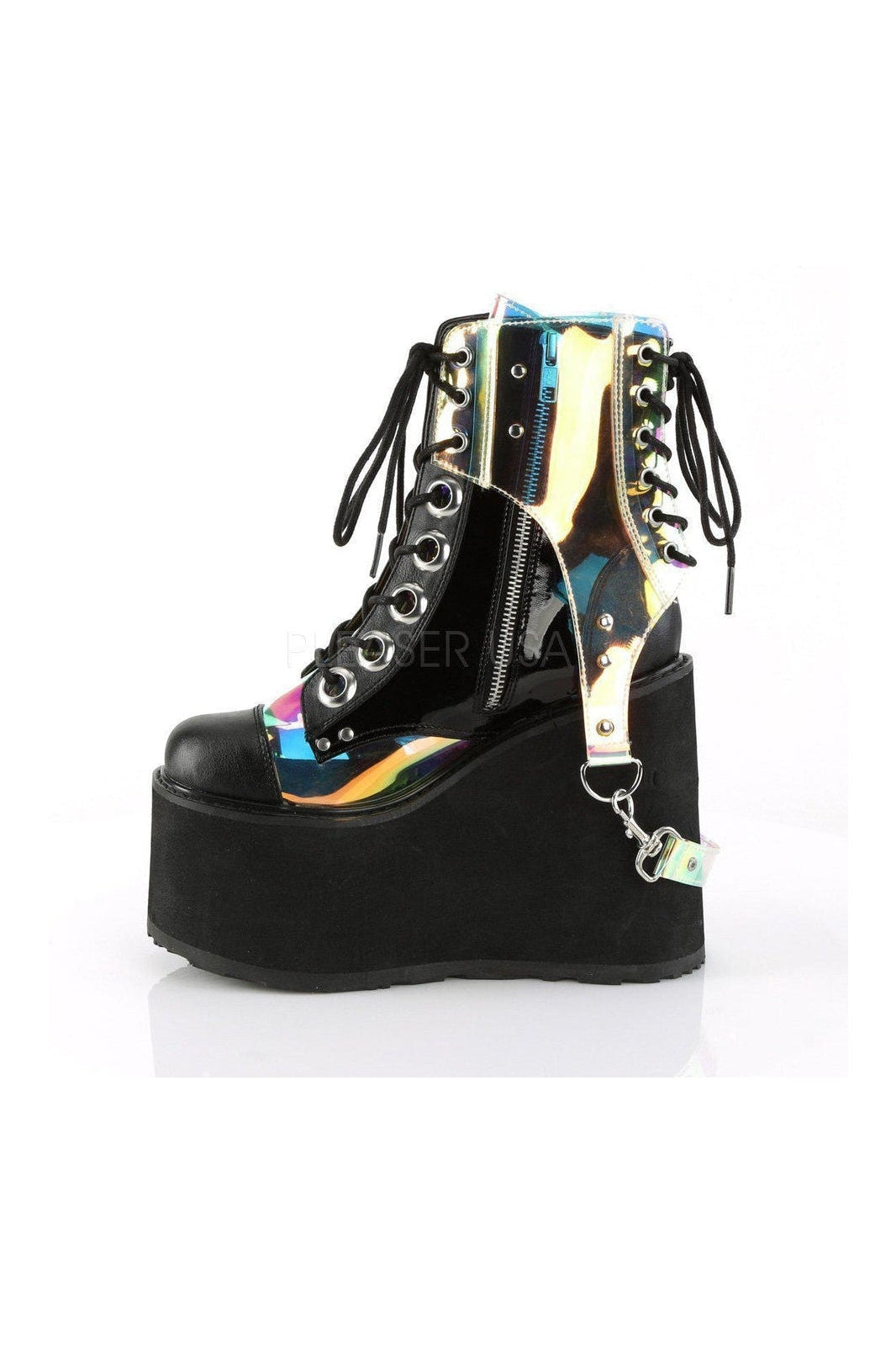 Demonia SWING-115  Platform Pump in Black Patent