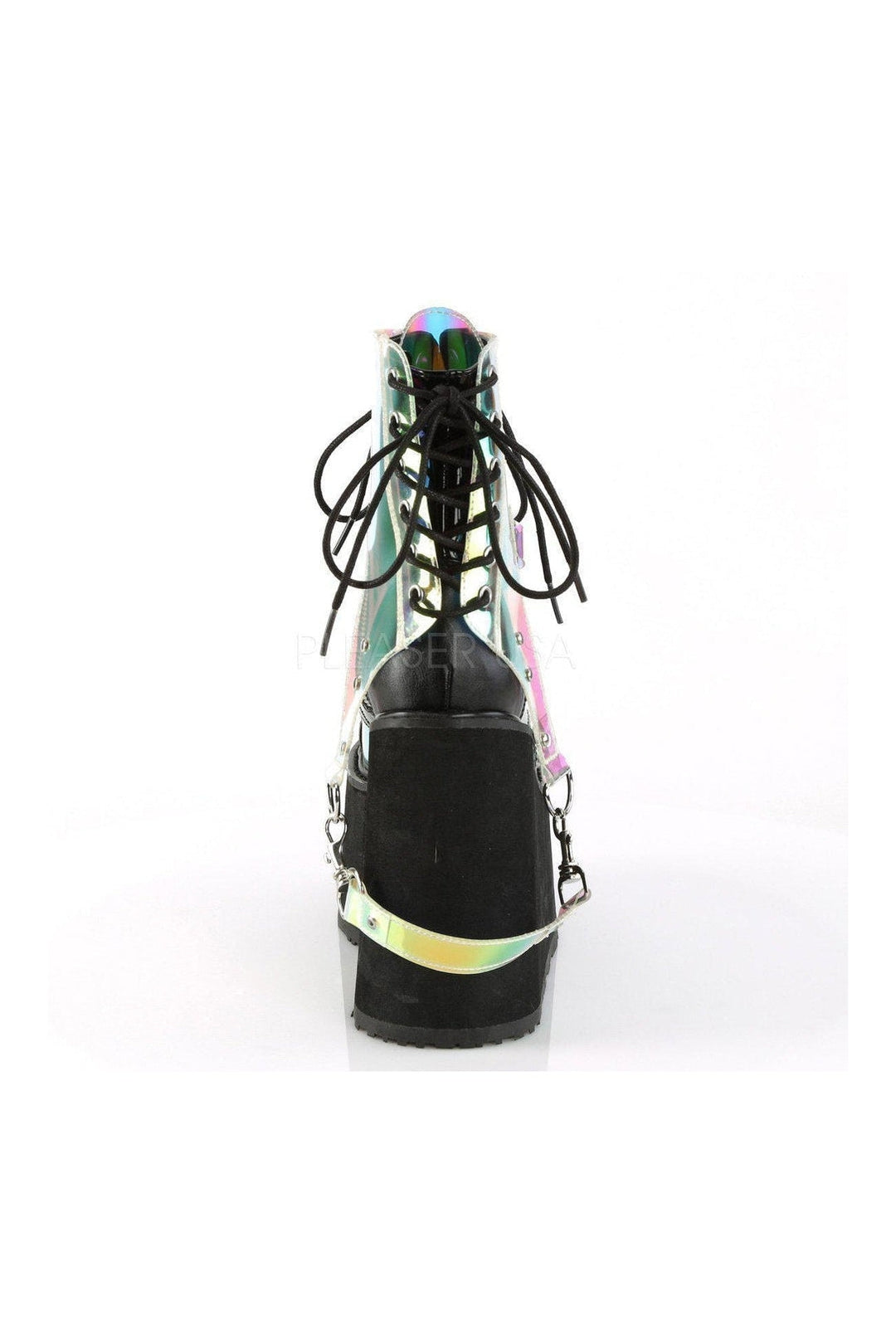 Demonia SWING-115  Platform Pump in Black Patent