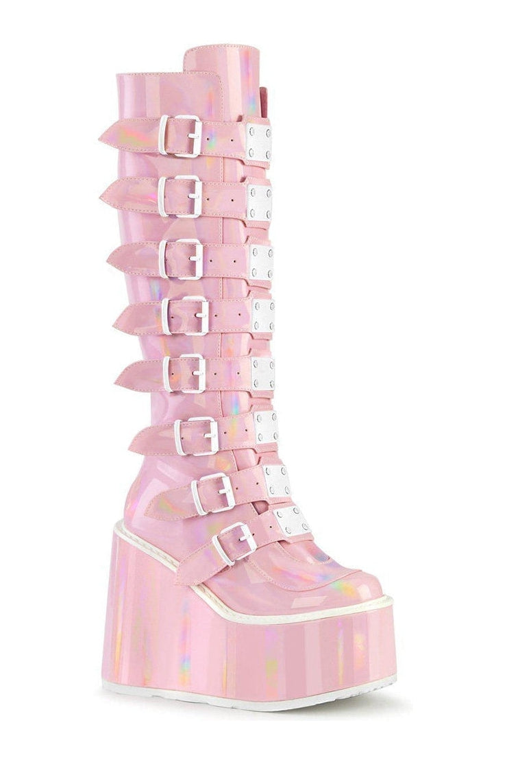 SWING-815 Knee Boot | Hologram Faux Leather-Knee Boots-Demonia-SEXYSHOES.COM