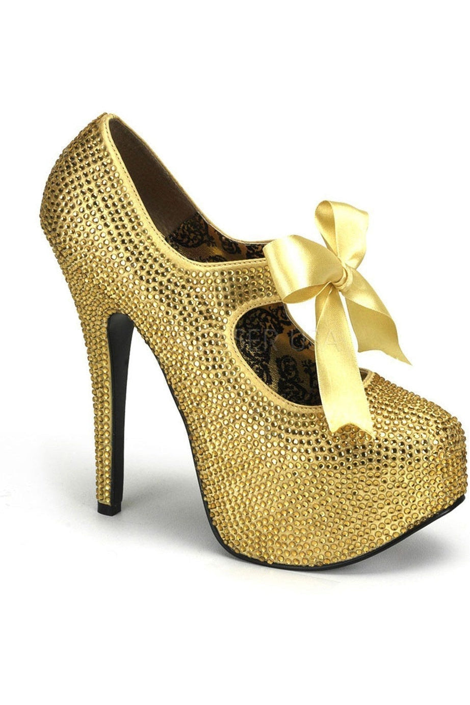 Bordello TEEZE-04R Pump in Gold Rhinestones from SexyShoes.com