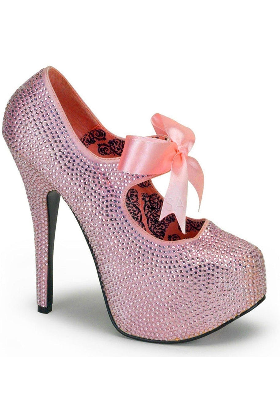 Bordello TEEZE-04R Pump in Pink Rhinestones from SexyShoes.com