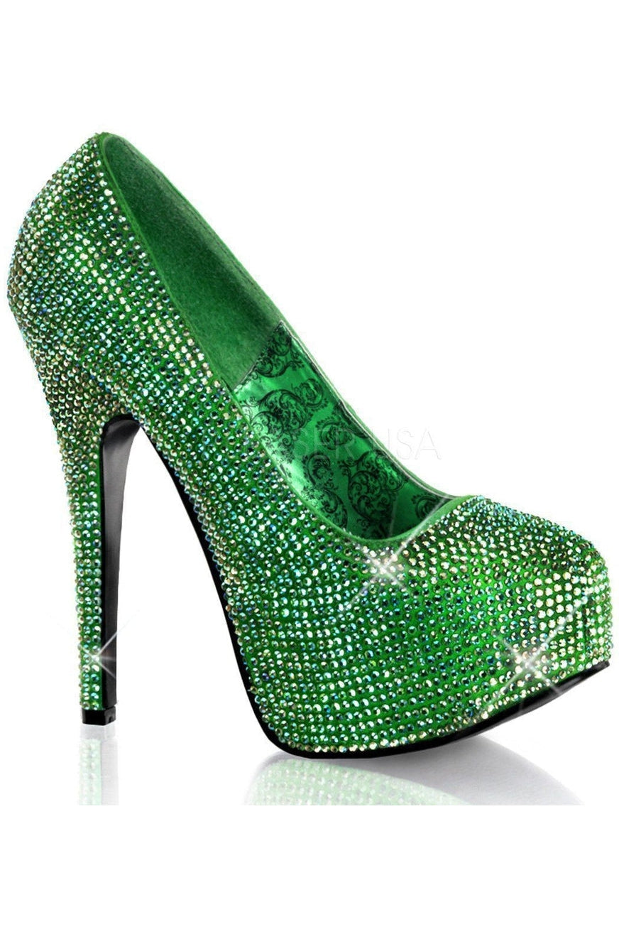 Bordello TEEZE-06R Pump in Green Satin from SexyShoes.com