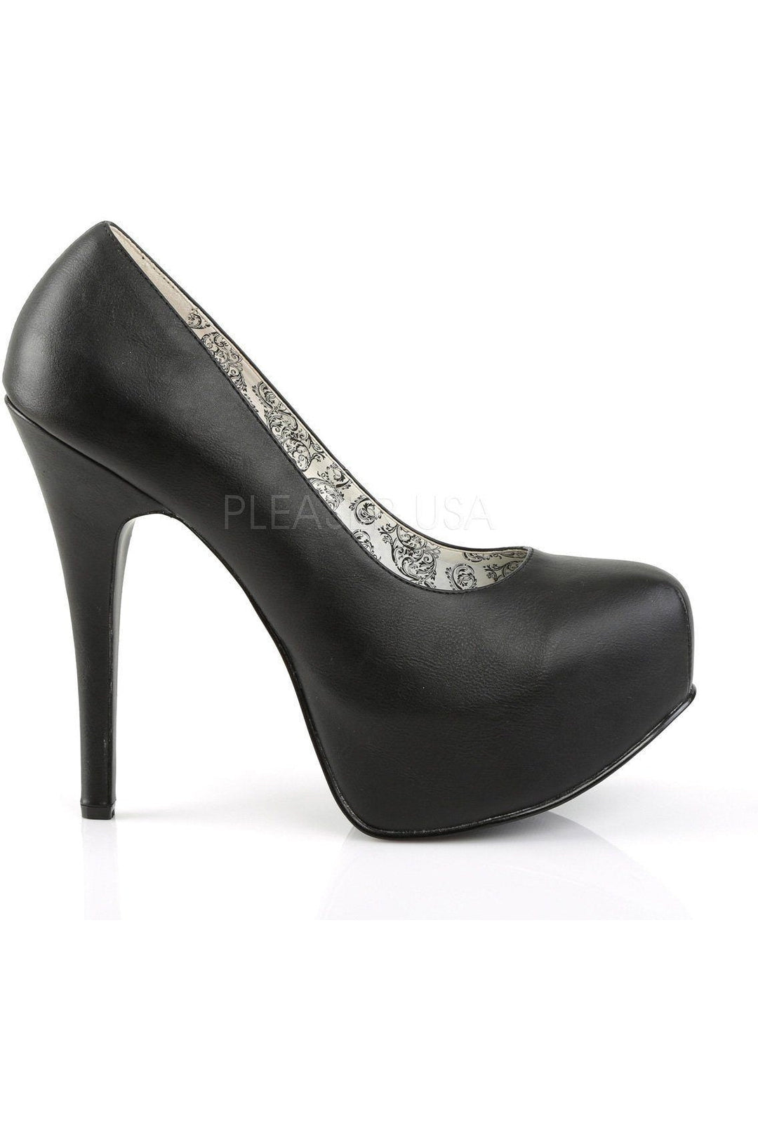 TEEZE-06W Pump | Black Faux Leather-Pleaser Pink Label-Pumps-SEXYSHOES.COM